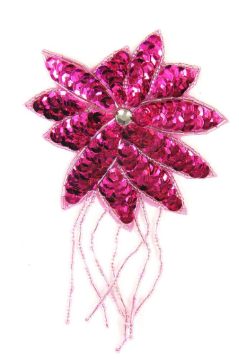 Blüte mit Perlenschnur pink ca. 8x13cm