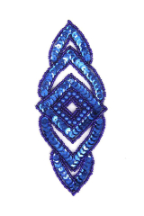 Raute blau mit blauen Perlen ca. 15x6cm